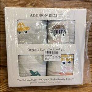 New Addison Belle Muslin Swaddle Blankets Set 2 Baby Blanket 47" X 47" Vehicles